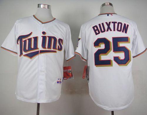 Twins #25 Byron Buxton White Cool Base Stitched MLB Jersey - Click Image to Close